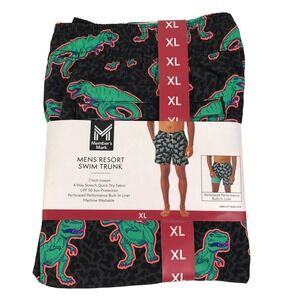 Member's Mark Swim Trunk Men's XL 40/42 Dinosaur Fun‎ Bright 4-Way Stretch Liner